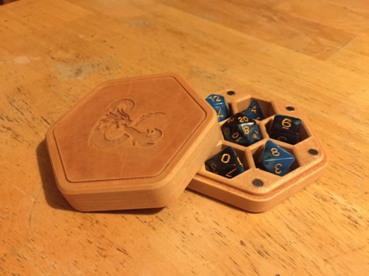 dice box printed in wood particle filament
